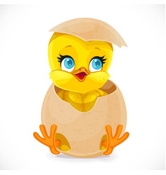 Cute baby chick just hatched from an easter egg Vector Image