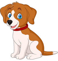 Cartoon cute dog wearing a red collar Royalty Free Vector