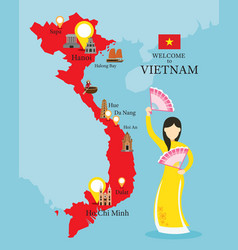 Hanoi vietnam with decoration background Vector Image