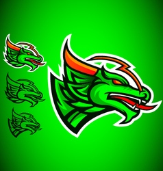 Shield green dragon emblem logo Royalty Free Vector Image