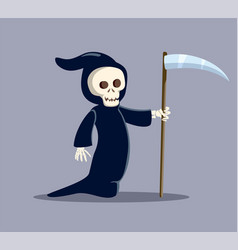 Grim reaper cartoon character holding a death scyt