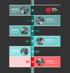 Teal and red infographic company timeline template