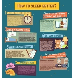 Tips for better sleep flat icon set Royalty Free Vector