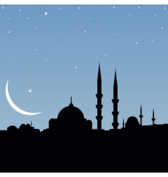 Moon with mosque Royalty Free Vector Image - VectorStock