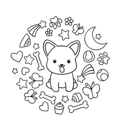 Coloring pages black and white cute kawaii hand Vector Image