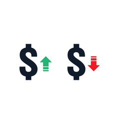 Dollar increase decrease icon money symbol with Vector Image