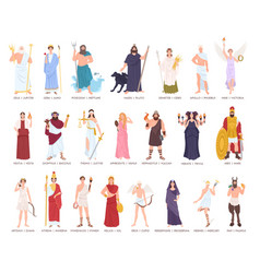 Olympian Greek Gods Set Apollo Hera Dionysus Vector Image