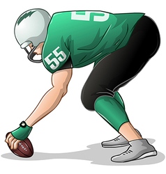 Red White Football Player Kneels and Holds Ball Vector Image