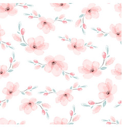 Watercolor seamless pattern pink flowers Vector Image