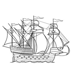 Sketch an old sailing ship coloring book Vector Image