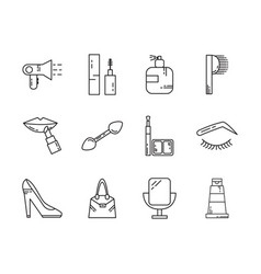 Cosmetics line icons set Royalty Free Vector Image