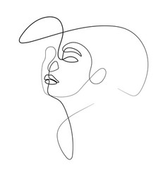 Beautiful female face line art drawing Royalty Free Vector