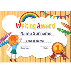 Certificate template with kids at school Vector Image