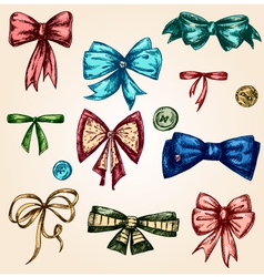 Set bows hand drawn Royalty Free Vector Image - VectorStock