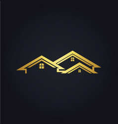 Gold house realty business logo Royalty Free Vector Image