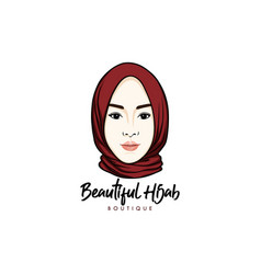 Beautiful stylish hijab girl logo line art icon Vector Image