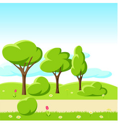 Spring or summer background with stylized trees Vector Image