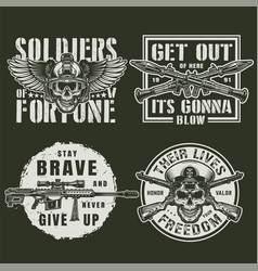 Vintage monochrome military logos Royalty Free Vector Image