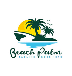 Coconut tree logo on beach Royalty Free Vector Image