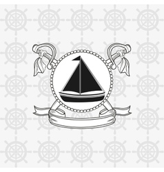 Sail boat emblem image Royalty Free Vector Image