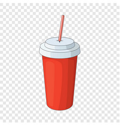 Plastic cup with straw icon cartoon style Vector Image