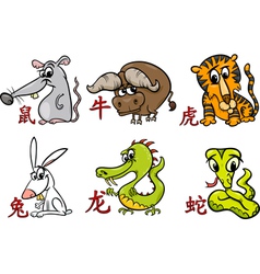 Chinese cartoon zodiac signs Royalty Free Vector Image