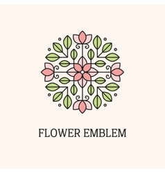Linear purple flower logo Royalty Free Vector Image