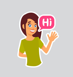 Sticker emoji emoticon emotion hi hello waving Vector Image