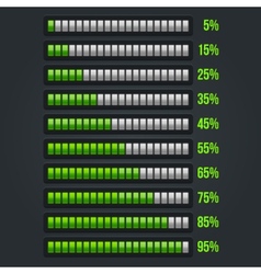 Color progress bar set on dark background Vector Image
