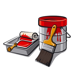 Paint bucket and brush Royalty Free Vector Image