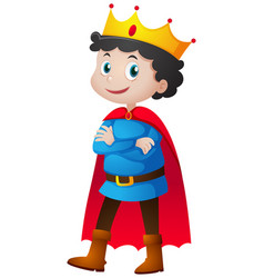 Prince with red cape and crown Royalty Free Vector Image