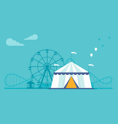Amusement park elements set in flat style Vector Image