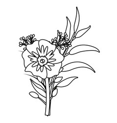 Floral tropical cartoon in black and white Vector Image