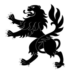 Black heraldic lion with battle-ax Royalty Free Vector Image