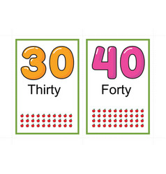 Printable number flashcards for teaching number Vector Image