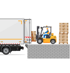 Forklift truck with driver isolated on white Vector Image