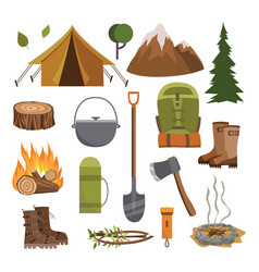 Camping adventure set Royalty Free Vector Image