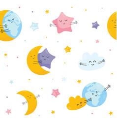 Good night seamless pattern with cute Royalty Free Vector
