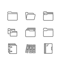 Line Folder Icons Royalty Free Vector Image - VectorStock