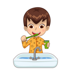 Little Boy Brushing Teeth Royalty Free Vector Image