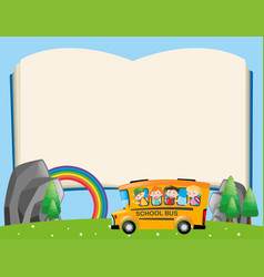 Frame Template With Kids On School Bus Royalty Free Vector