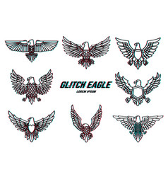 Glitch effect style elements set Royalty Free Vector Image