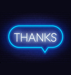 Neon lettering thank you on a dark background Vector Image