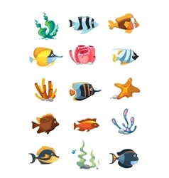 Cartoon aquarium decor objects - underwater Vector Image