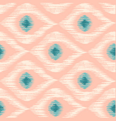 Retro ikat colorful pattern with peacock feathers Vector Image
