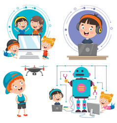 Children using technology devices Royalty Free Vector Image