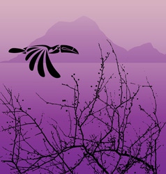 Bird with a leaf Royalty Free Vector Image - VectorStock