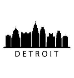 Detroit city skyline black and white silhouette Vector Image