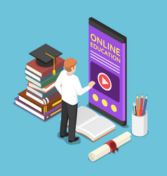 Isometric online education icons 3d Royalty Free Vector