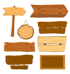 Cartoon wood banners wooden planks set Royalty Free Vector